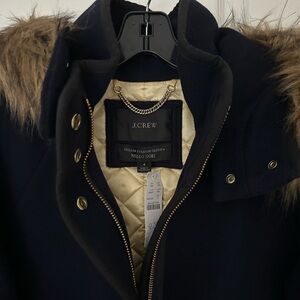 NWT J. Crew Italian stadium-cloth Navy Women’s coat.